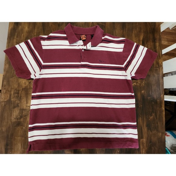 Kani Men's size 2XL Red & White Striped Polo button up Short Sleeve shirt - Picture 1 of 8